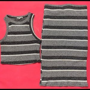 Grey 2 Piece Knit crop top + matching pencil skirt